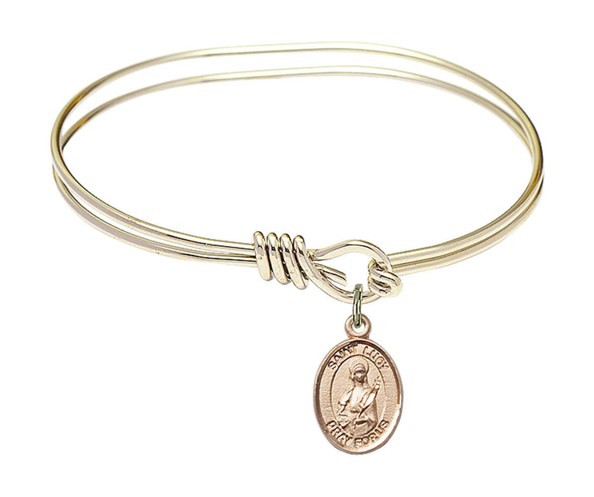 St Lucy Eye Hook Bangle Bracelet - Gold-Filled Charm 9422GF