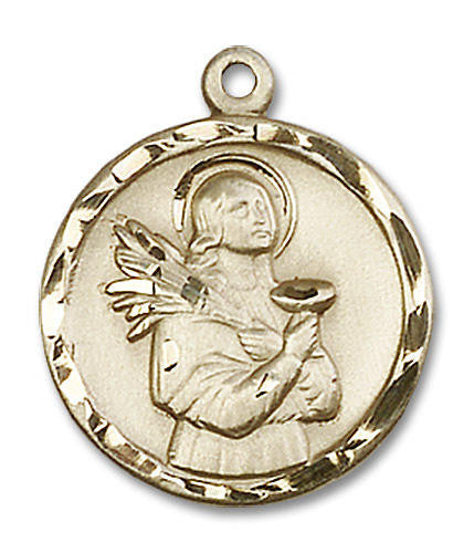 St Lucy Medal - 14kt Gold 7/8 x 3/4 Round Pendant 5435