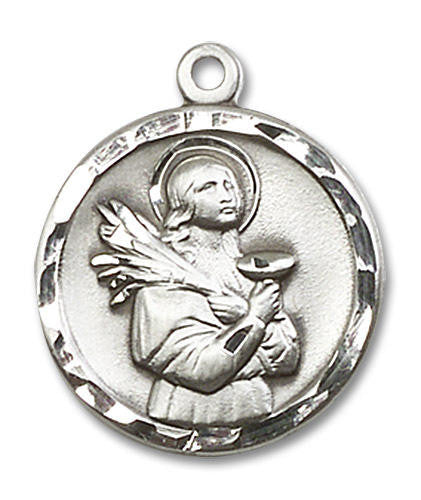 St Lucy Medal - Sterling Silver 7/8 x 3/4 Round Pendant 5435SS
