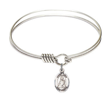 St. Lucy Round Eye Hook Bangle Bracelet - Sterling Silver Charm - 6.25 Inch (9422SS)
