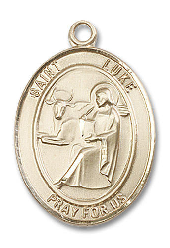St Luke Medal - 14kt Gold Oval Pendant 3 Sizes