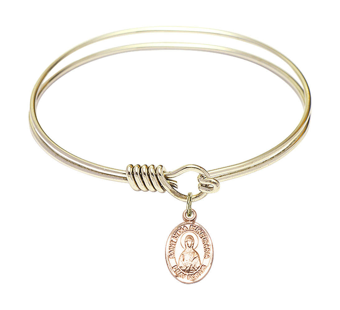 St Lydia Purpuraria Round Eye Hook Bangle Bracelet - Gold-Filled Charm - 6.25 Inch 9411GF