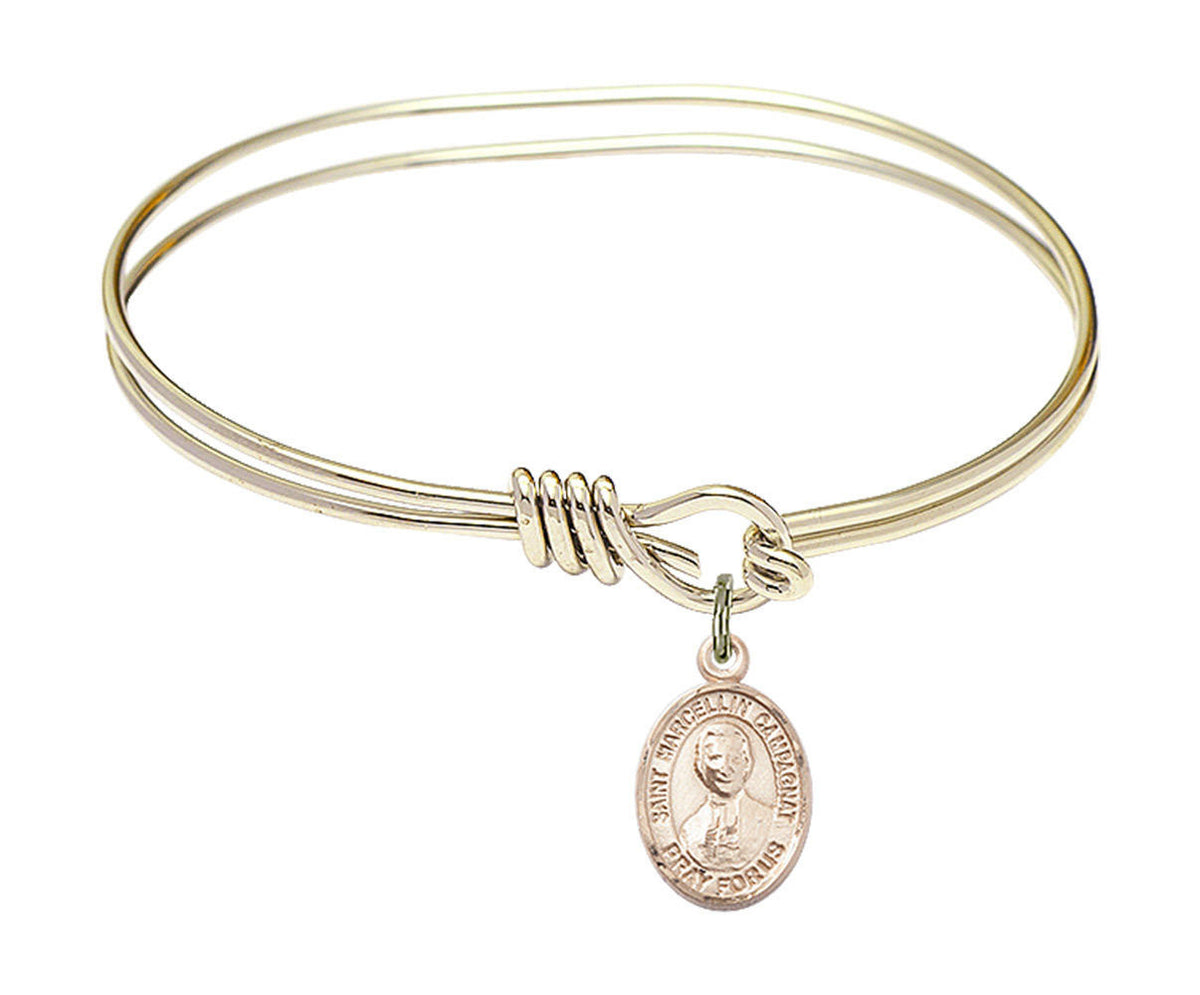 St Marcellin Champagnat Eye Hook Bangle Bracelet - Gold-Filled Charm 9131GF