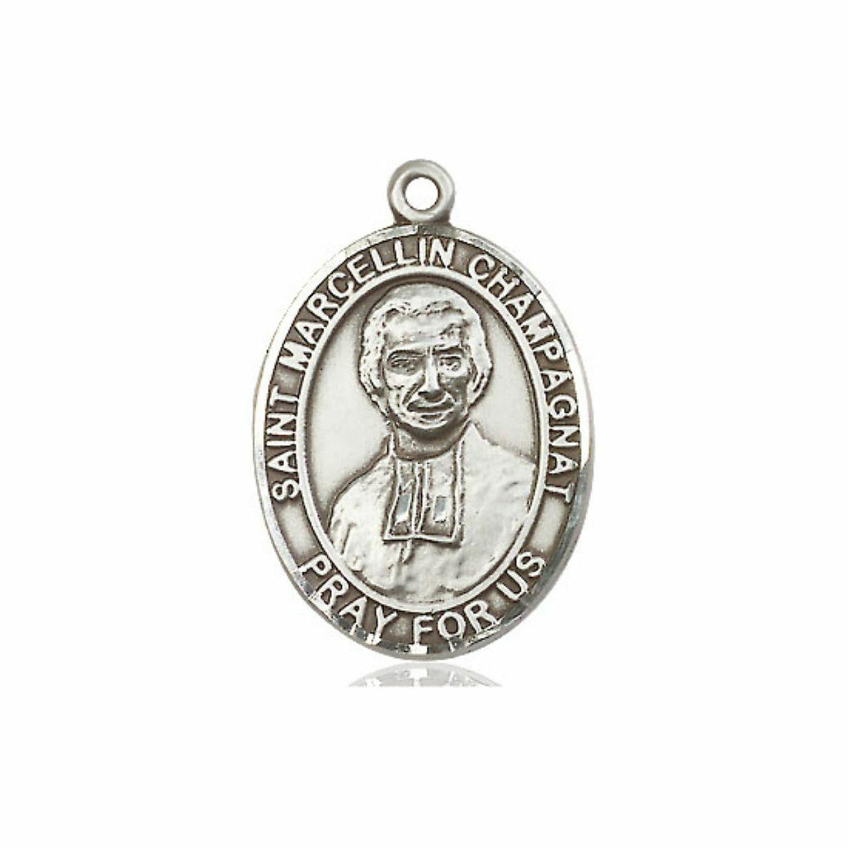 St Marcellin Champagnat Medal - Sterling Silver Oval Pendant 3 Sizes