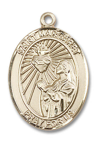 St Margaret Mary Alacoque Medal - 14kt Gold Oval Pendant 3 Sizes