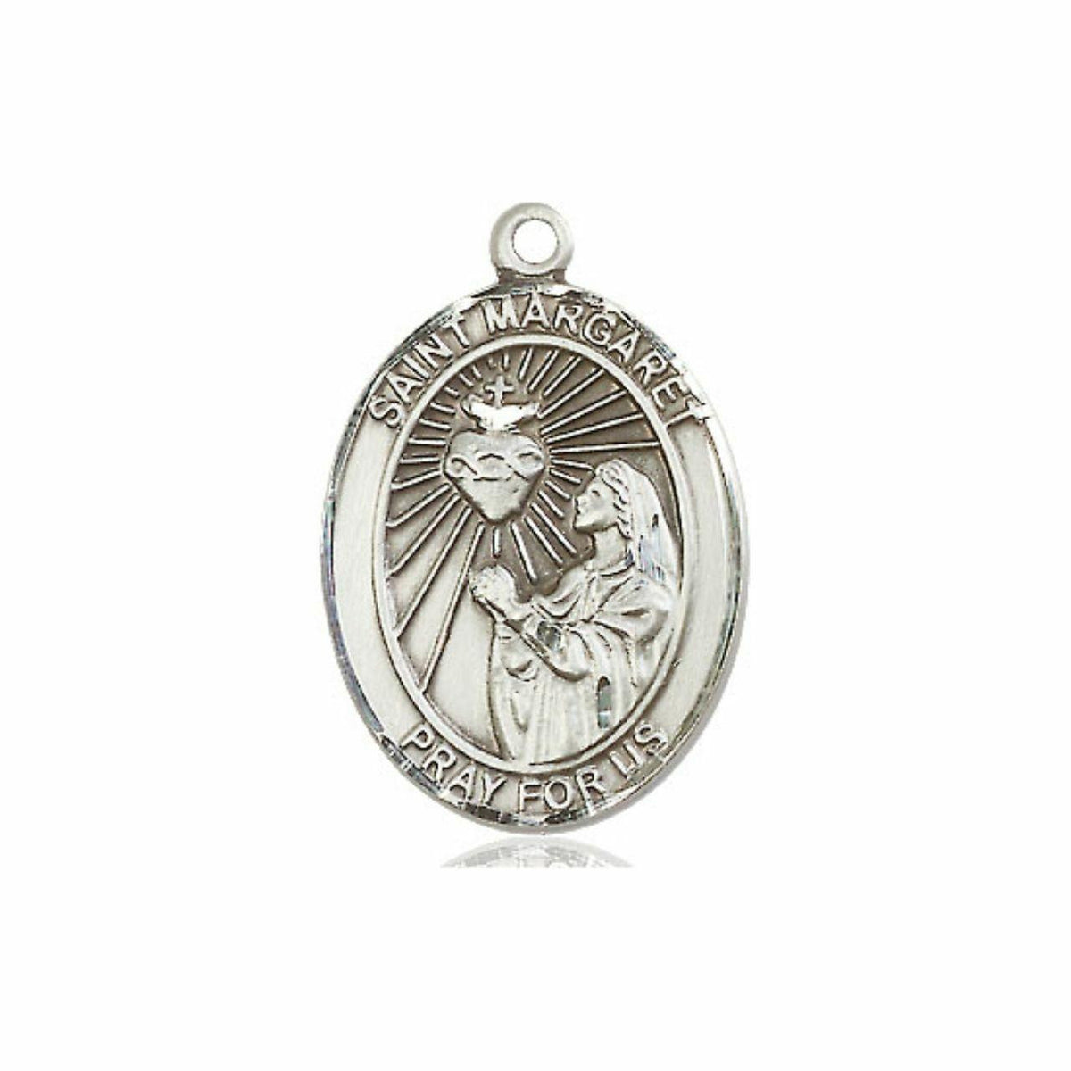 St Margaret Mary Alacoque Medal - Sterling Silver Oval Pendant 3 Sizes