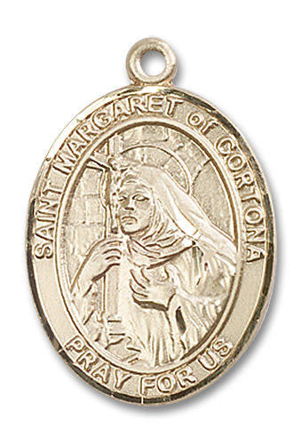 St Margaret of Cortona Medal - 14kt Gold Oval Pendant 3 Sizes