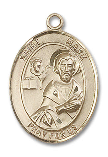 St Mark Medal - 14kt Gold Oval Pendant 3 Sizes