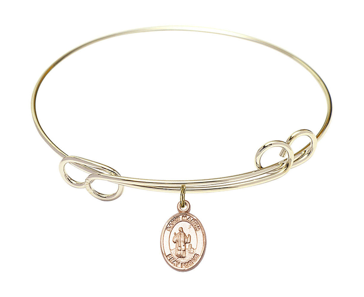 St Maron Double Loop Bangle Bracelet - Gold-Filled Charm 9417GF