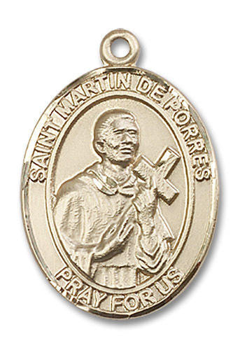 St Martin De Porres Medal - 14kt Gold Oval Pendant 3 Sizes