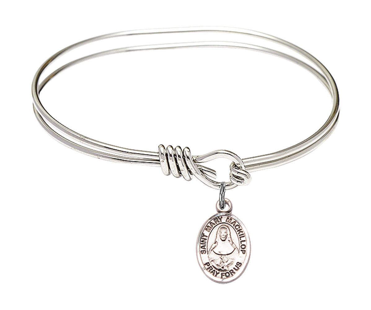 St Mary Mackillop Eye Hook Bangle Bracelet - Sterling Silver Charm 9425SS