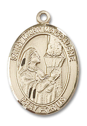 St Mary Magdalene Medal - 14kt Gold Oval Pendant 3 Sizes