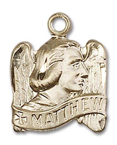 St Matthew Angel Wings Pendant - 14kt Gold 5/8 x 1/2 4210