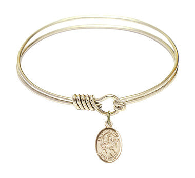 St. Matthew The Apostle Round Eye Hook Bangle Bracelet - Gold-Filled Charm - 6.25 Inch (9074GF)