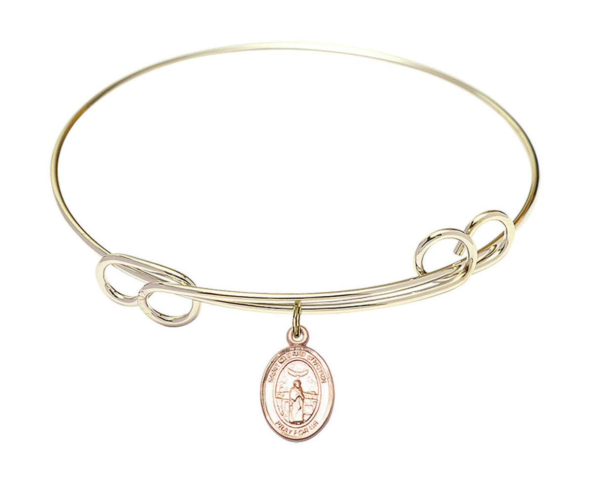 St Medard of Noyon Double Loop Bangle Bracelet - Gold-Filled Charm 9444GF