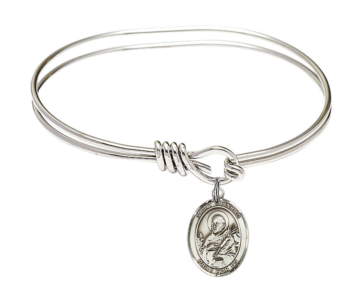 St Meinrad of Einsiedeln Eye Hook Bangle Bracelet - Sterling Silver Charm 9307SS