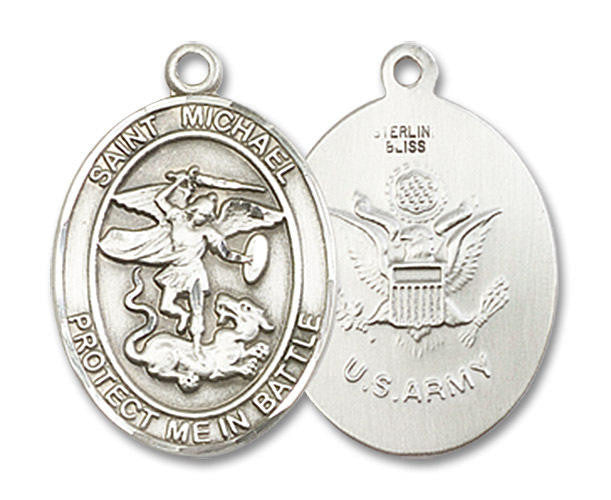 St Michael Army Medal - Sterling Silver 3/4 x 1/2 Oval Pendant 1172SS2