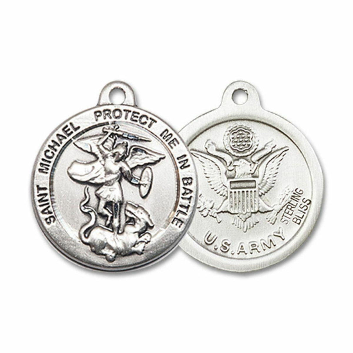 St Michael Army Medal - Sterling Silver 3/4 x 3/4 Round Pendant 0344SS2