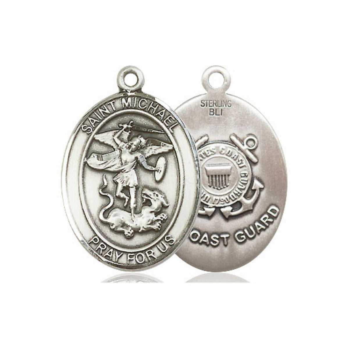 St Michael Coast Guard Medal - Sterling Silver Oval Pendant 3 Sizes