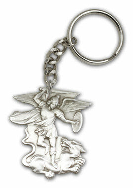 St. Michael Keychain - Silver Finish 5845SRCS