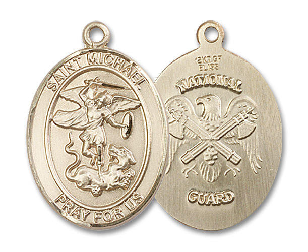 St Michael National Guard Medal - 14kt Gold Oval Pendant 3 Sizes