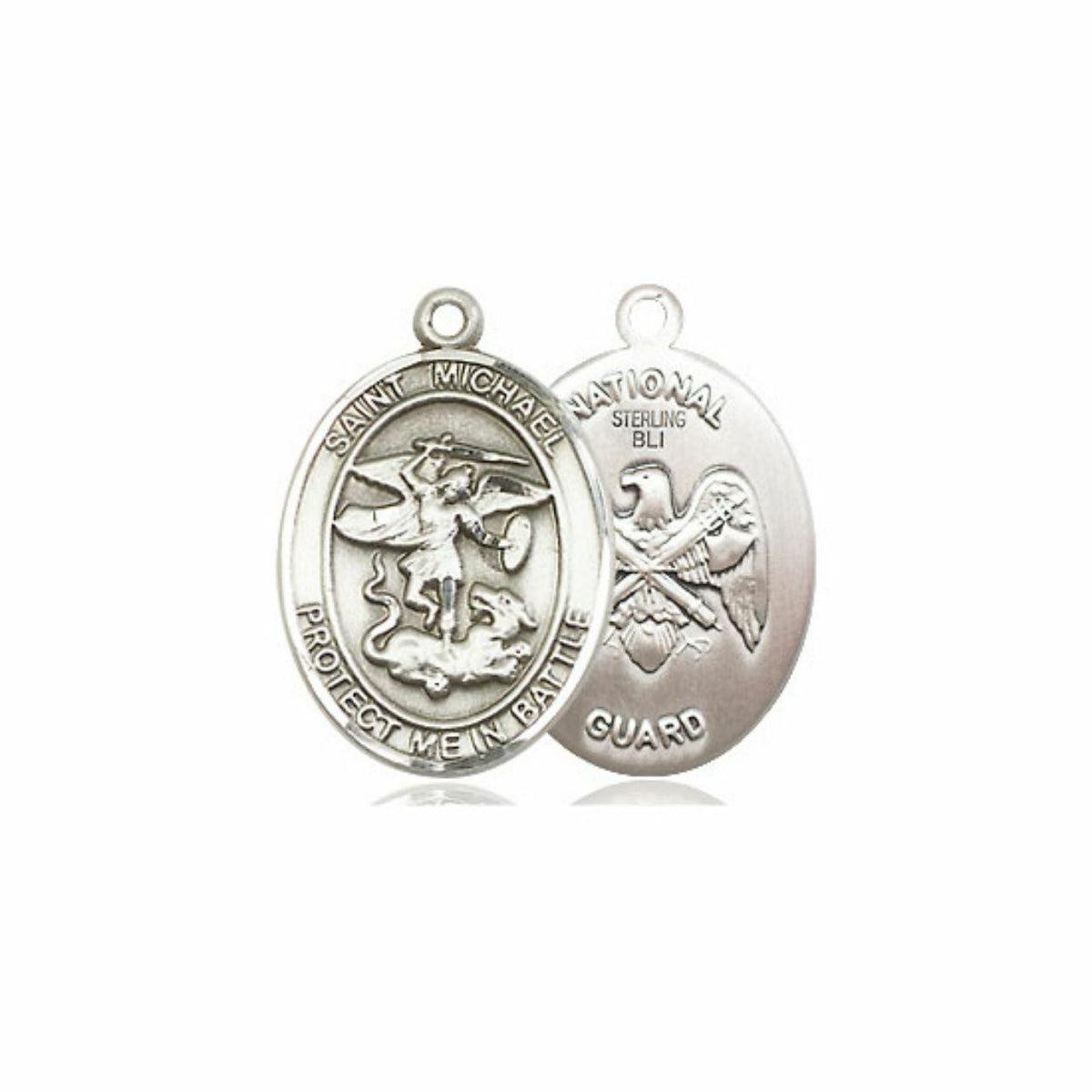 St Michael National Guard Medal - Sterling Silver 3/4 x 1/2 Oval Pendant 1172SS5