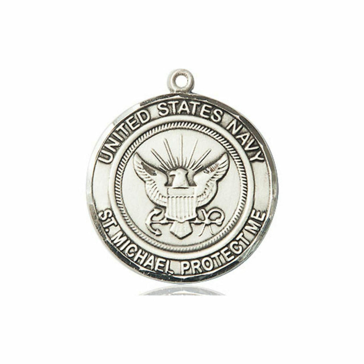 St Michael Navy Medal - Sterling Silver Round Pendant 2 Sizes