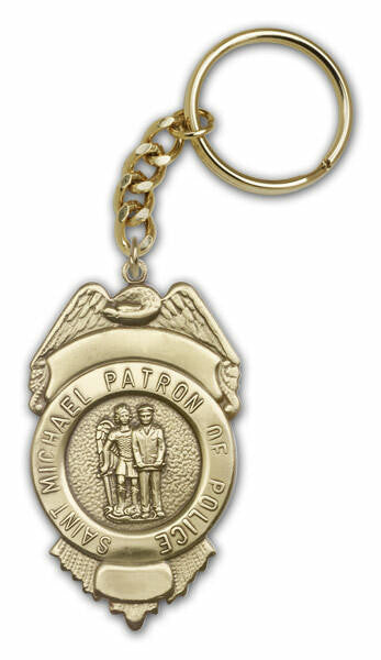 St Michael-Police Keychain - Gold Finish