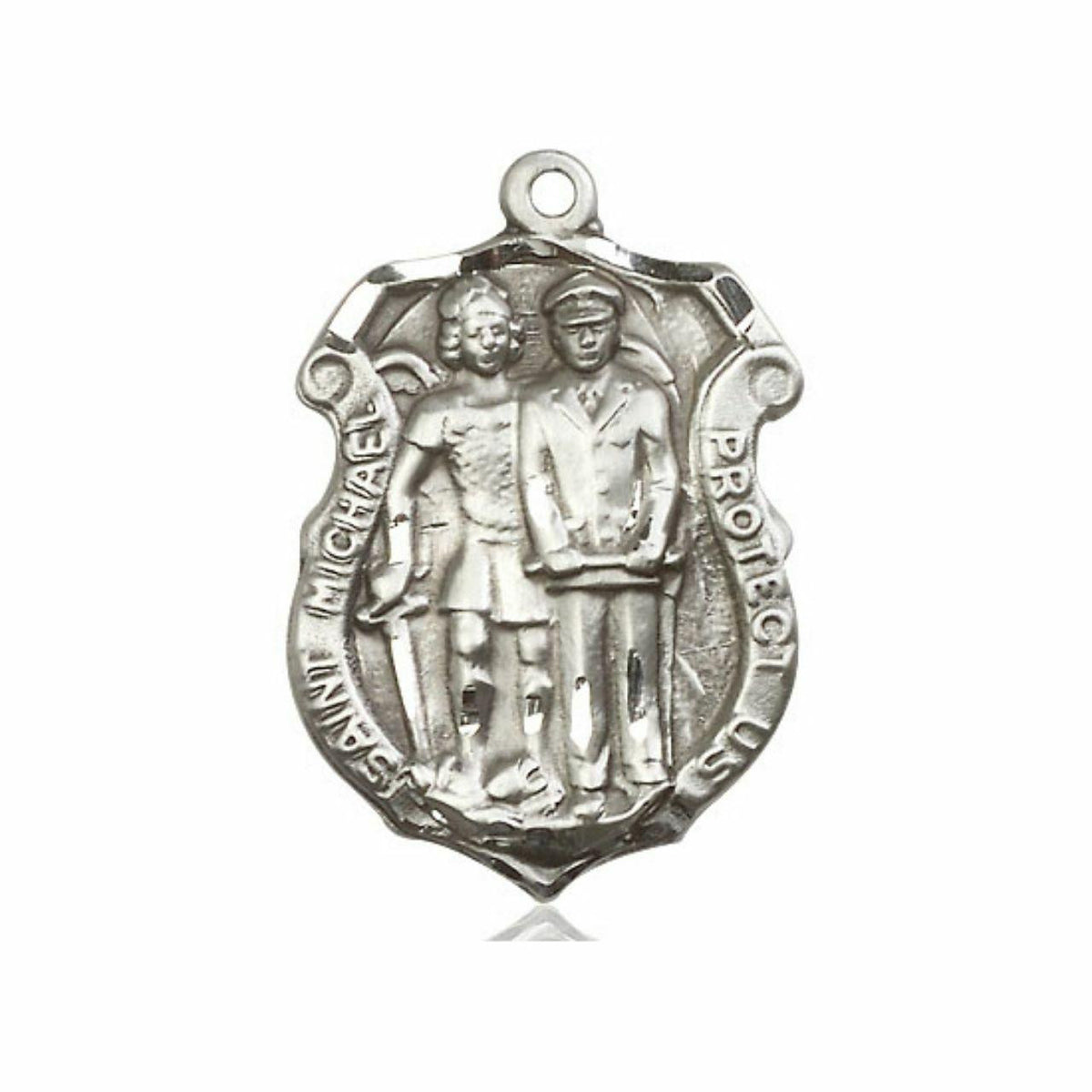 St Michael Police Shield Pendant - Sterling Silver 2 Sizes