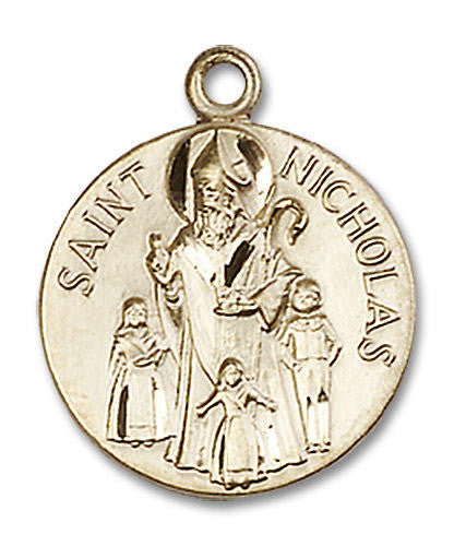 St Nicholas Medal - 14kt Gold 3/4 x 5/8 Round Pendant 4244