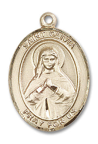 St Olivia Medal - 14kt Gold Oval Pendant 3 Sizes