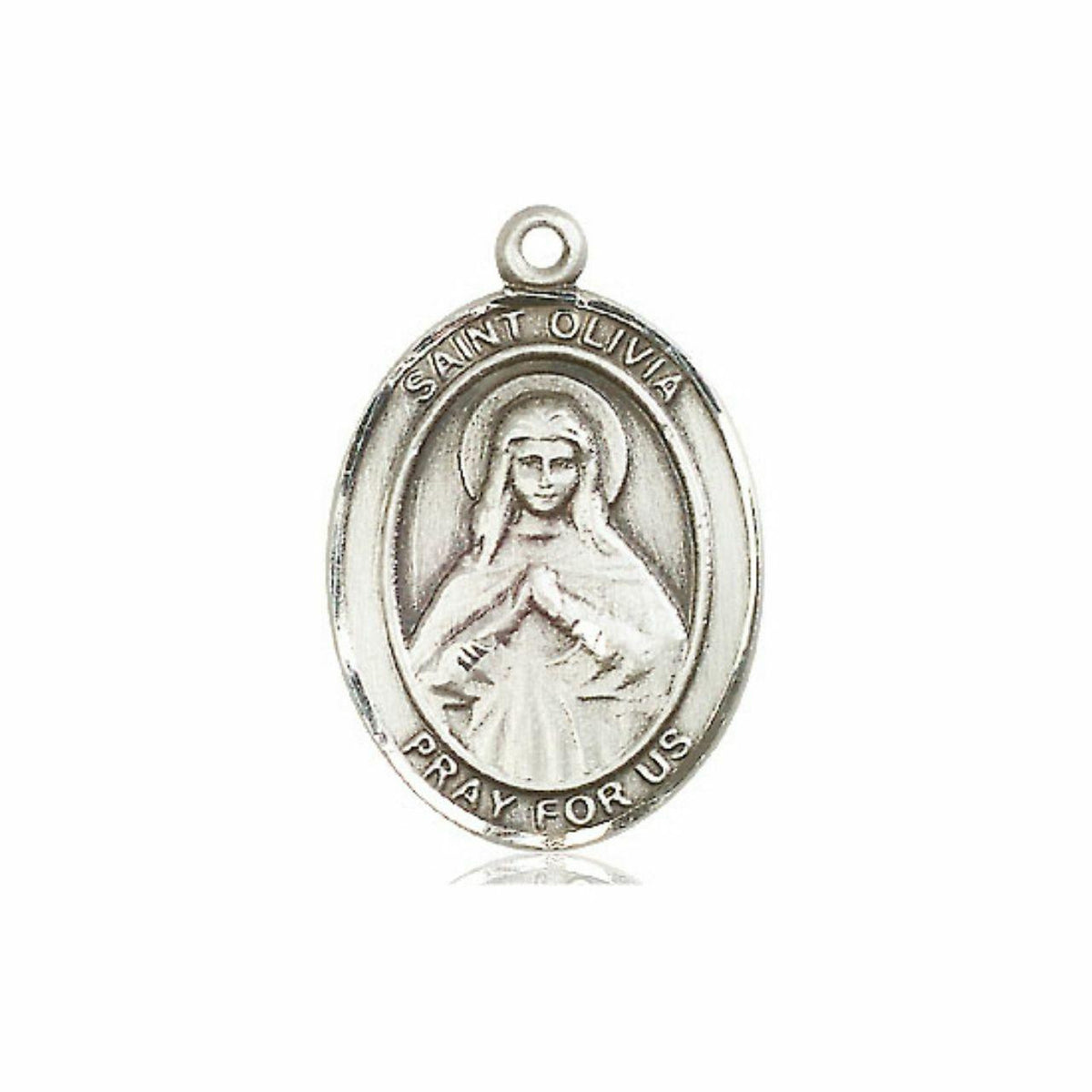 St Olivia Medal - Sterling Silver Oval Pendant 3 Sizes