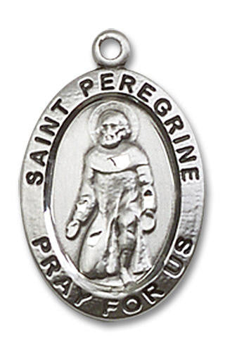St Peregrine Medal - Sterling Silver 3/4 x 1/2 Oval Pendant 3986SS