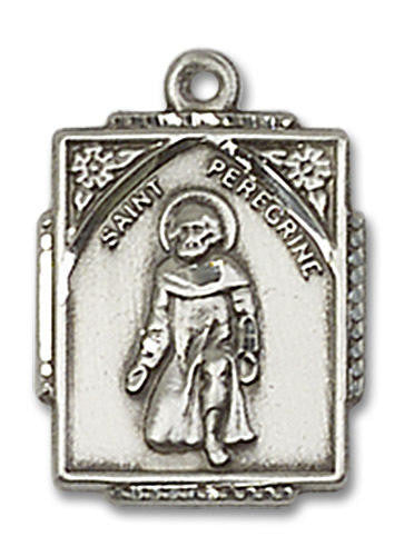 St Peregrine Medal - Sterling Silver 3/4 x 1/2 Rectangular Pendant 0804PSS
