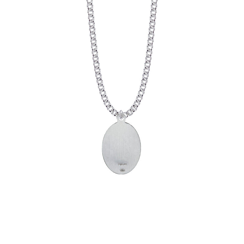 Men's St. Peregrine Necklace - Sterling Silver Medal on 24" Stainless Chain (SM8851SH)