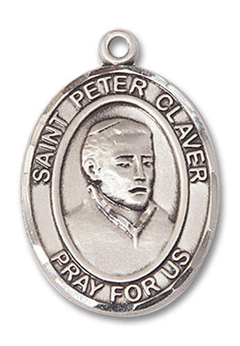 St Peter Claver Medal - Sterling Silver Oval Pendant 2 Sizes