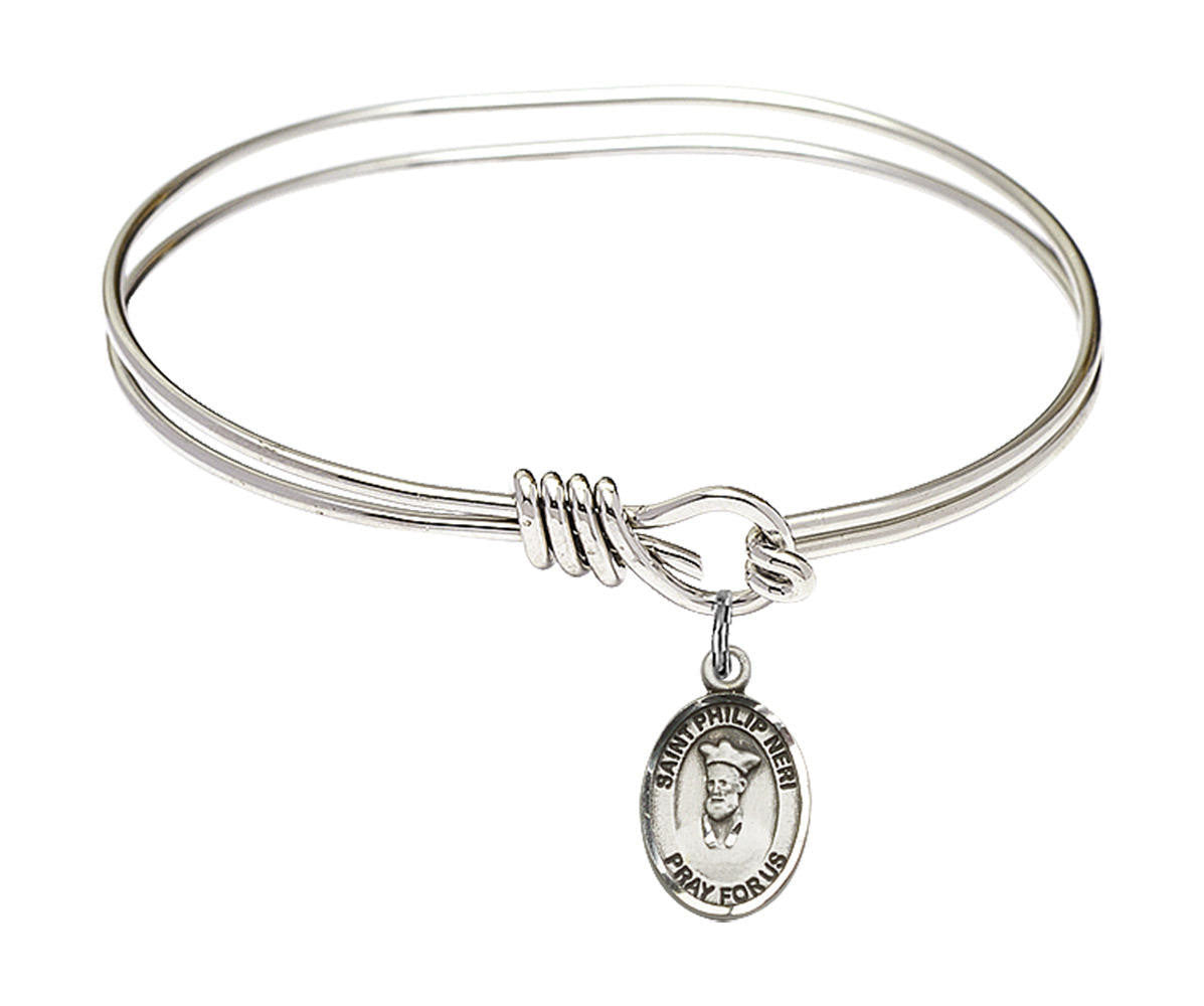 St Philip Neri Eye Hook Bangle Bracelet - Sterling Silver Charm 9369SS