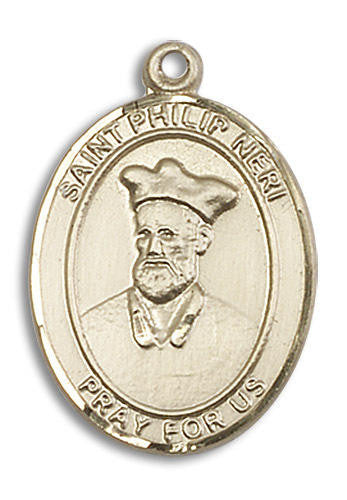 St Philip Neri Medal - 14kt Gold Oval Pendant 3 Sizes