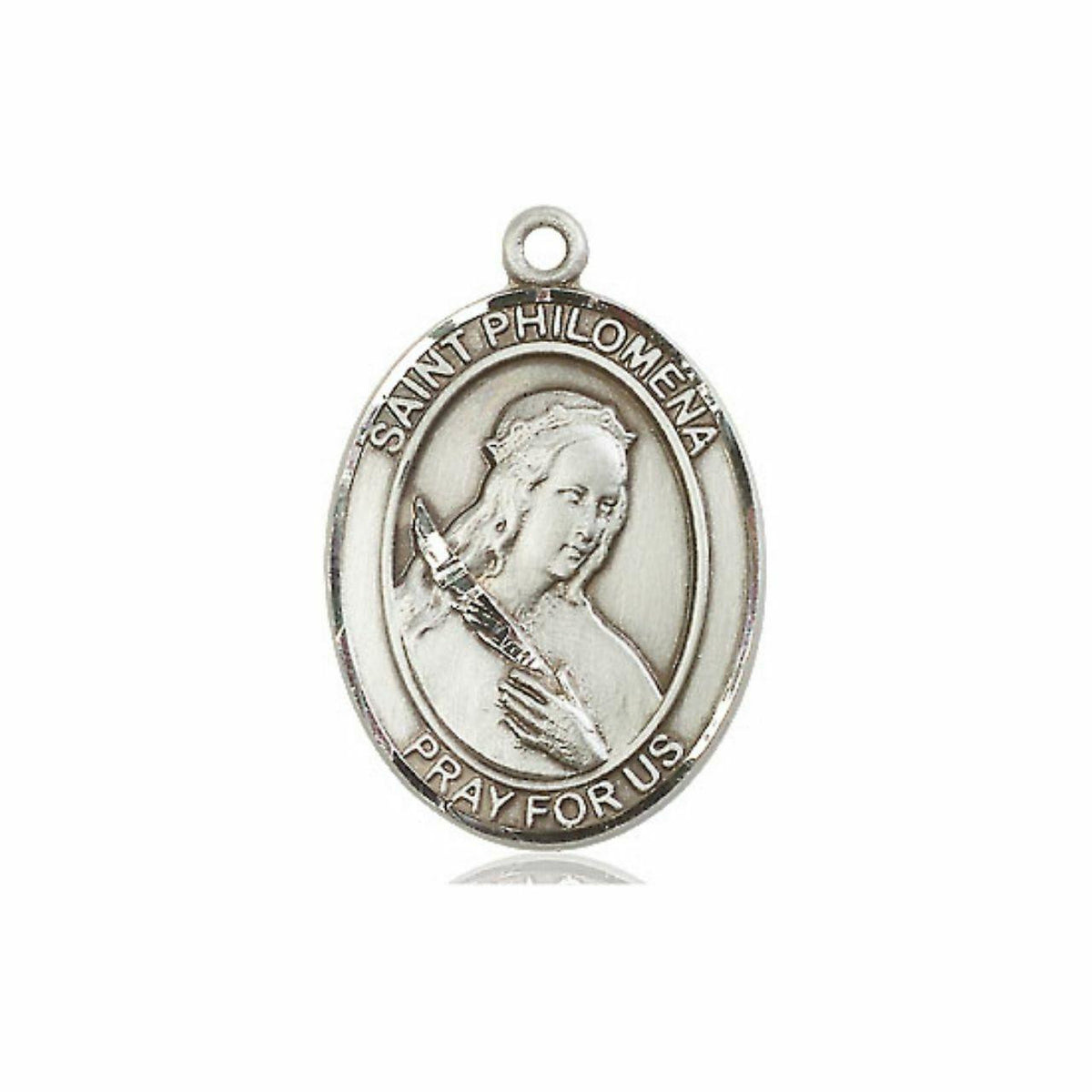 St Philomena Medal - Sterling Silver Oval Pendant 3 Sizes