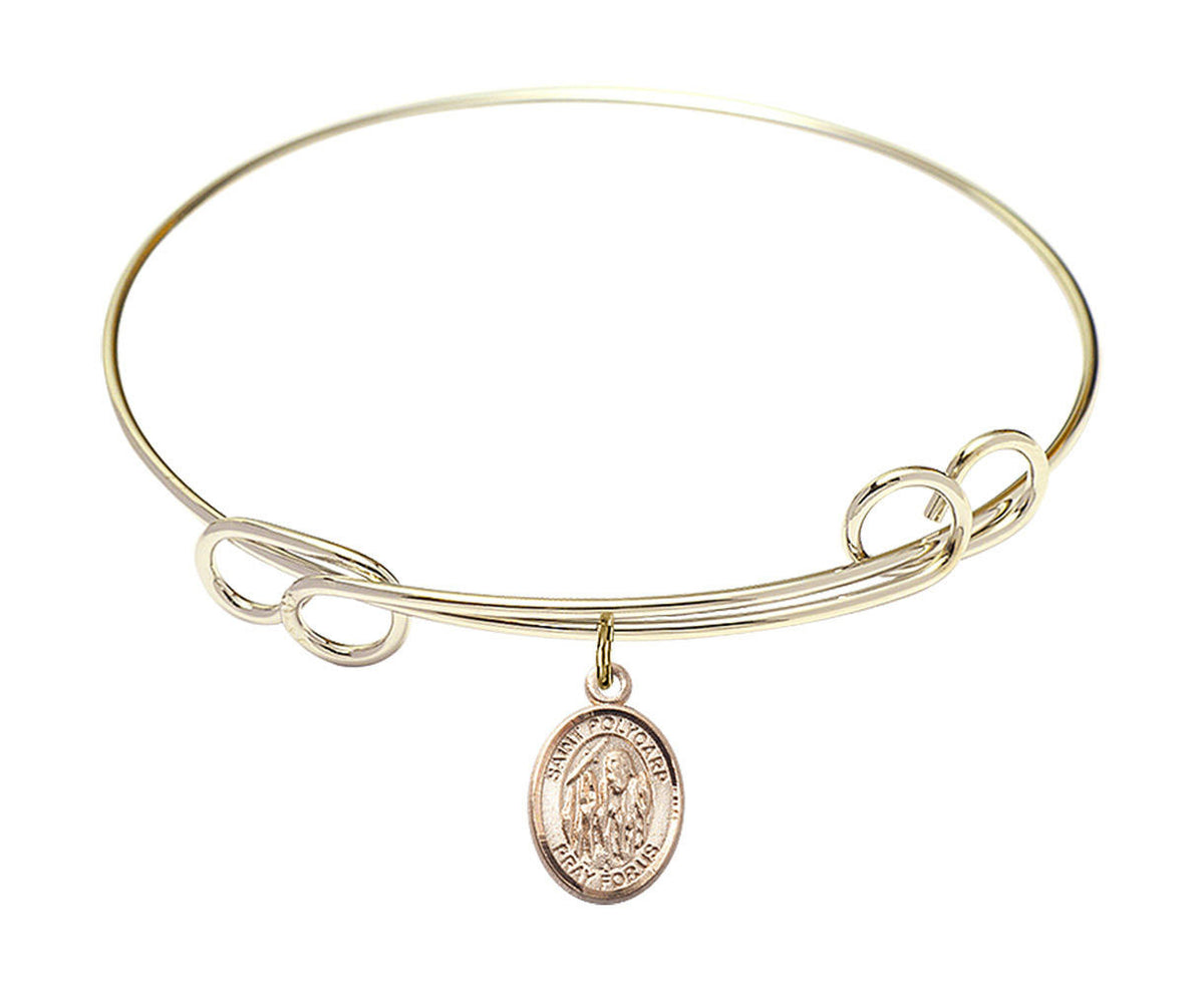 St Polycarp of Smyrna Double Loop Bangle Bracelet - Gold-Filled Charm 9363GF