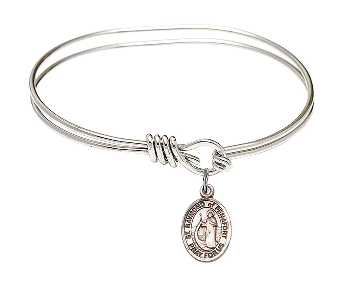 St Raymond of Penafort Eye Hook Bangle Bracelet - Sterling Silver Charm 9385SS