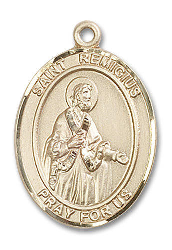 St Remigius Medal - 14kt Gold Oval Pendant 3 Sizes