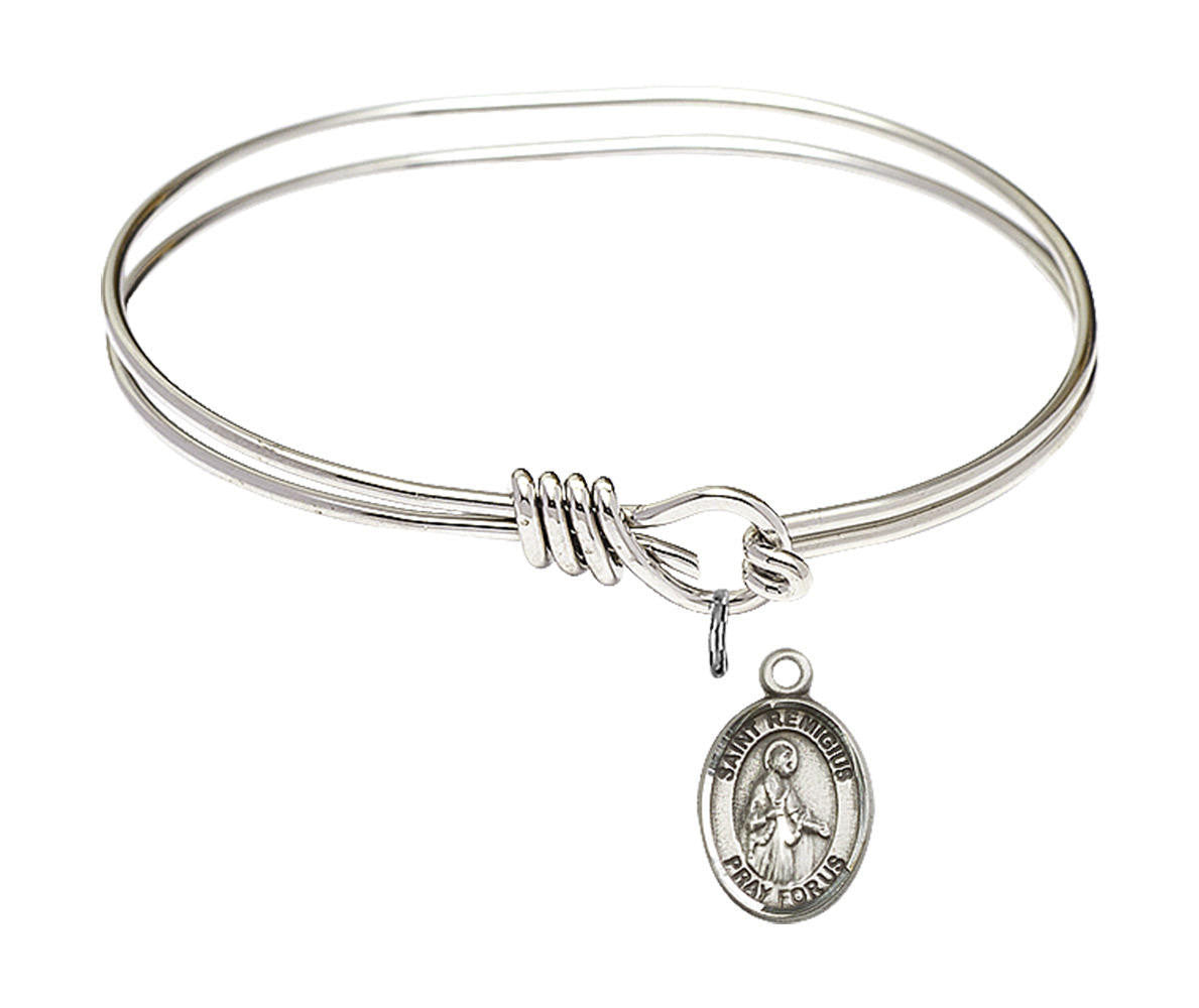 St Remigius of Reims Eye Hook Bangle Bracelet - Sterling Silver Charm 9274SS