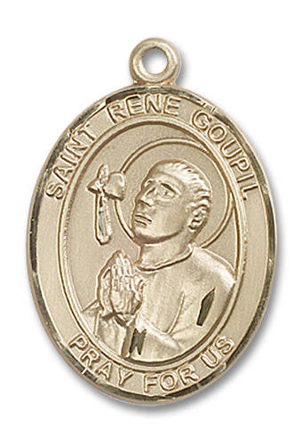 St Rene Goupil Medal - 14kt Gold Oval Pendant 3 Sizes