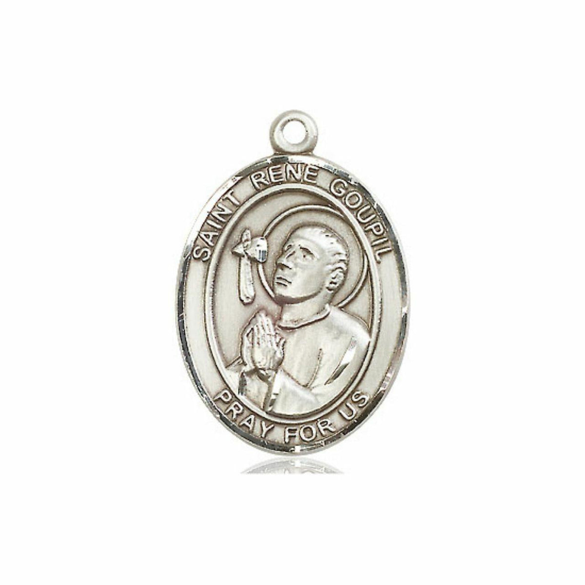 St Rene Goupil Medal - Sterling Silver Oval Pendant 3 Sizes