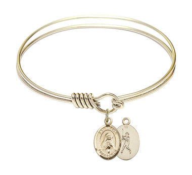St. Rita - Baseball Round Eye Hook Bangle Bracelet - Gold-Filled Charm - 6.25 Inch (9181GF)