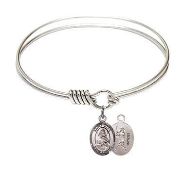 St. Rita - Baseball Round Eye Hook Bangle Bracelet - Sterling Silver Charm - 6.25 Inch (9181SS)