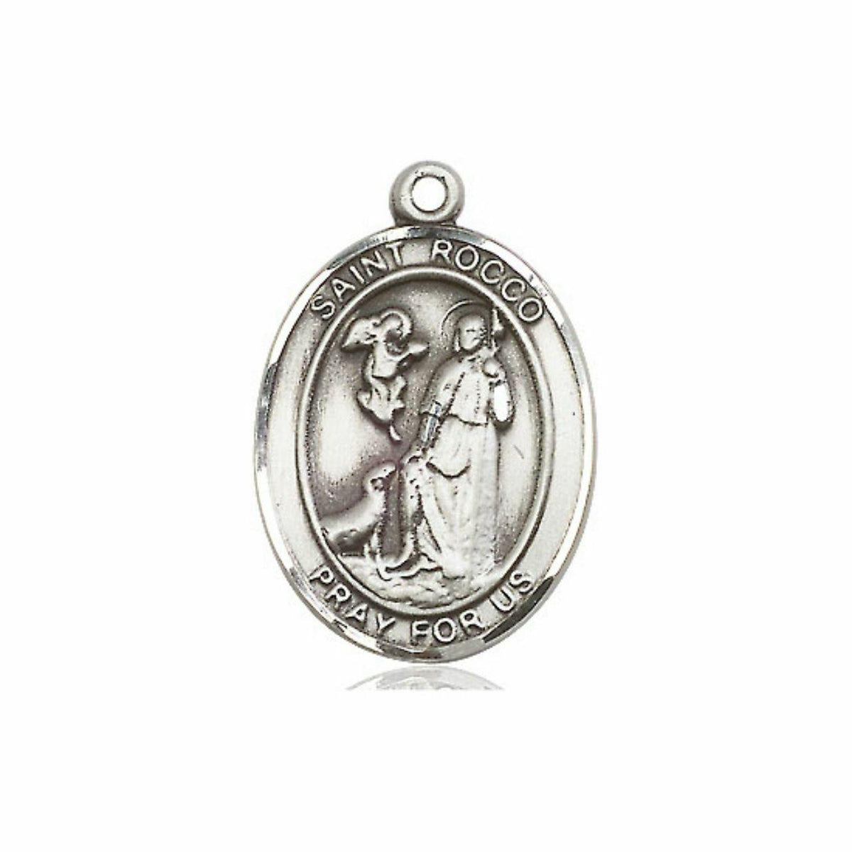 St Rocco Medal - Sterling Silver Oval Pendant 3 Sizes