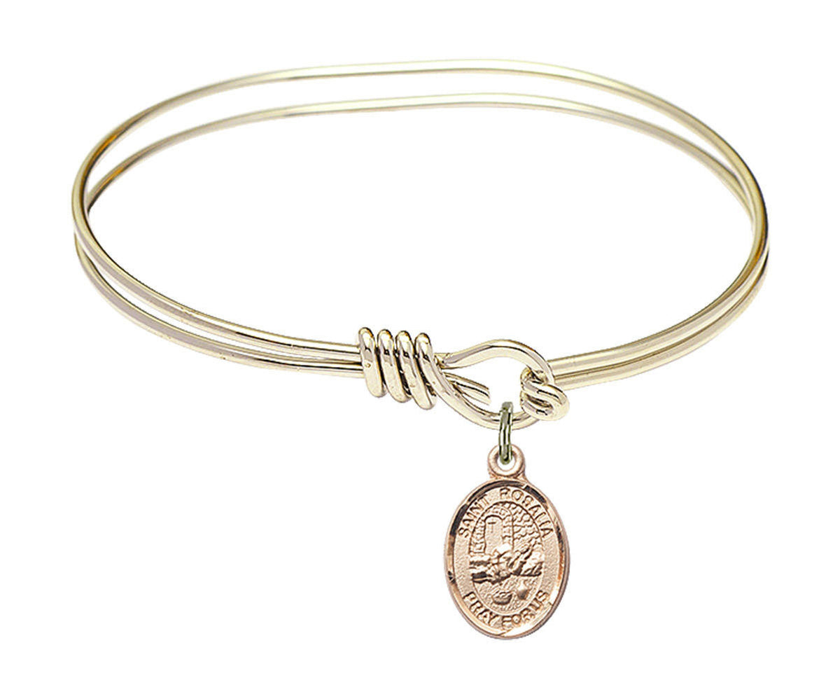 St Rosalia Eye Hook Bangle Bracelet - Gold-Filled Charm 9309GF