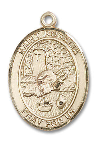 St Rosalia Medal - 14kt Gold Oval Pendant 3 Sizes